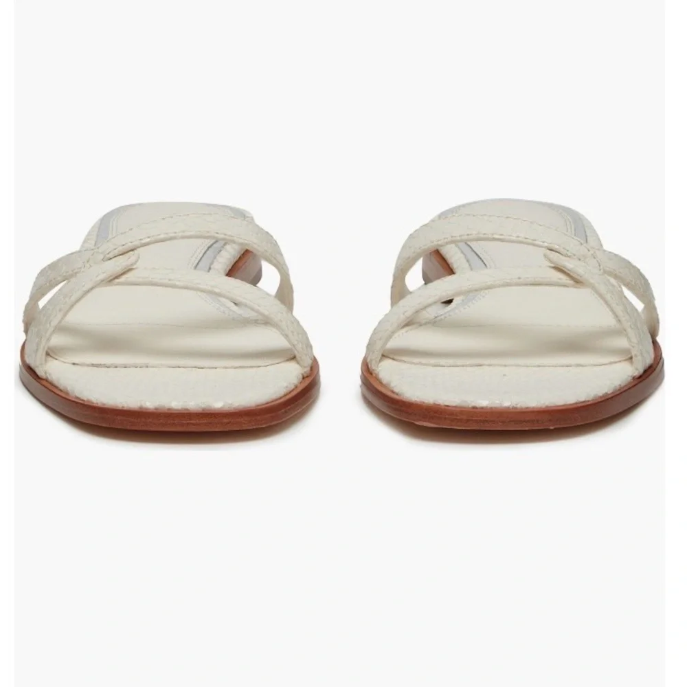 PAIGE Toby Snake‑Embossed Leather Slide Sandals Women’s Size 7